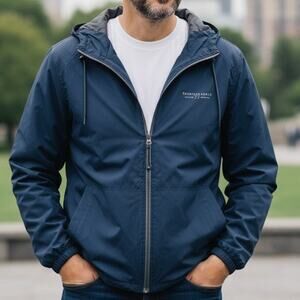 American Eagle AE77 Performance Jacket XL Hooded Full Zip Windbreaker Mesh Lined